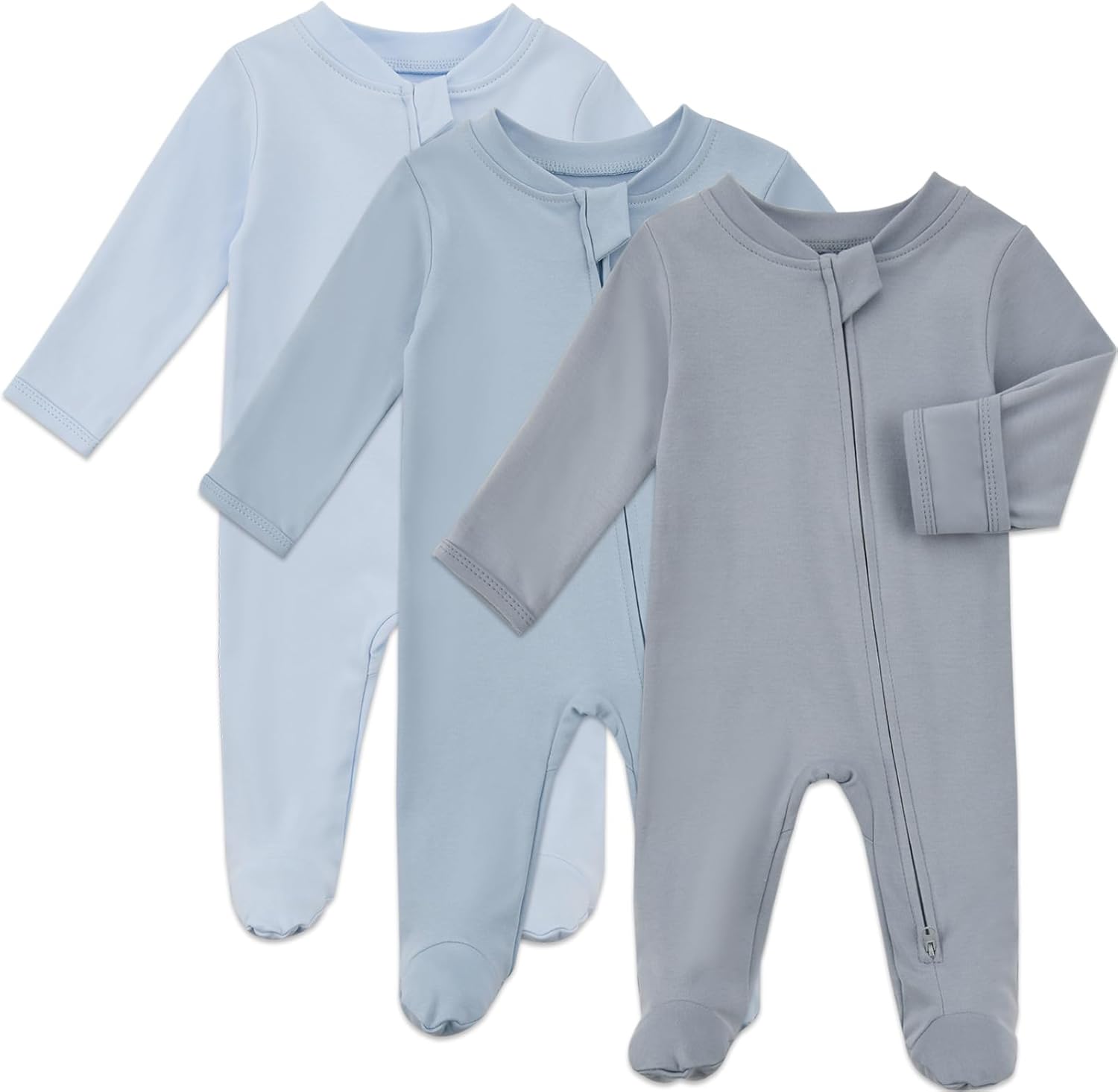 Aablexema organic cotton baby footed pajama front view