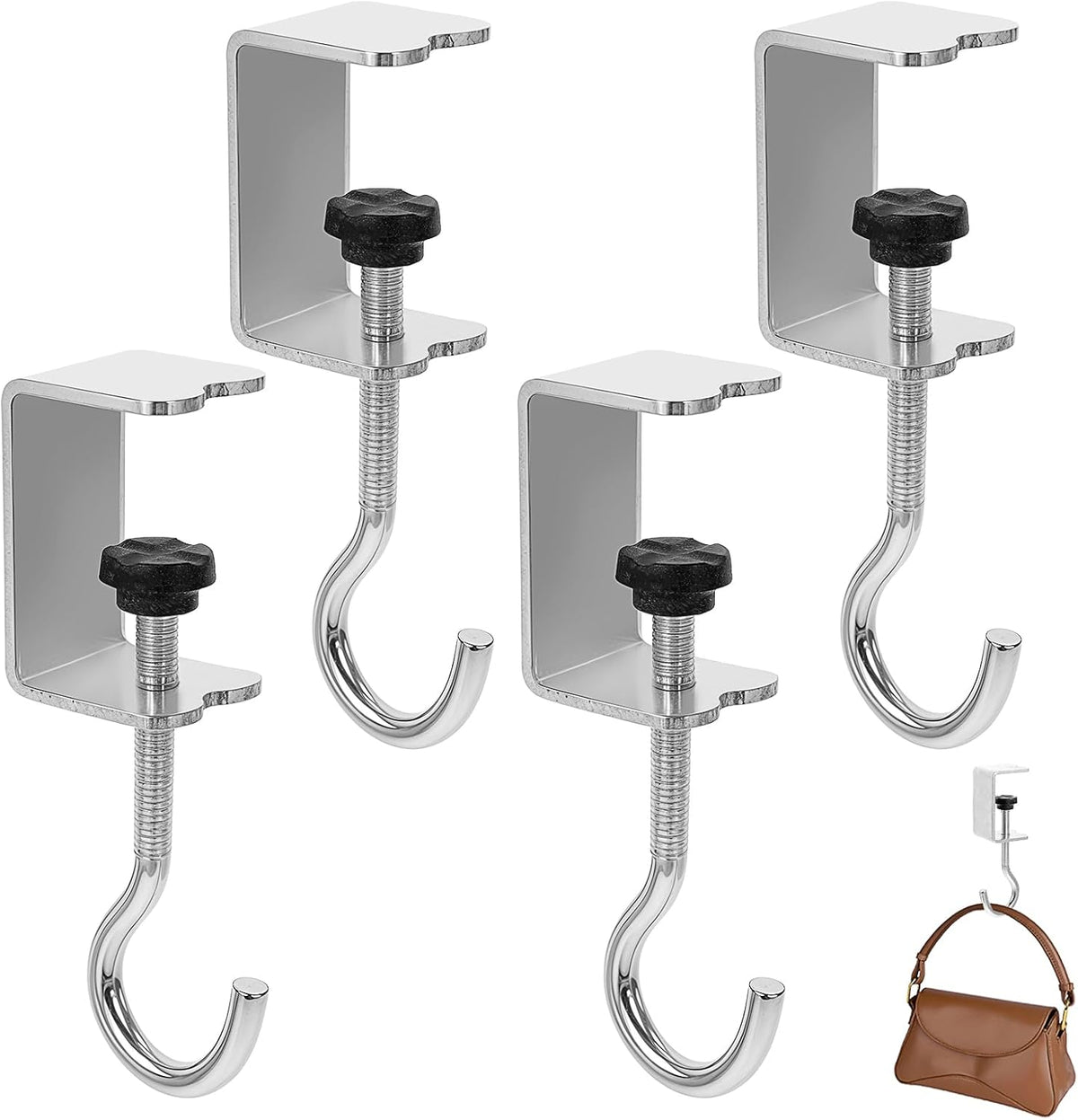 Cobee clamp-on under desk hooks front view