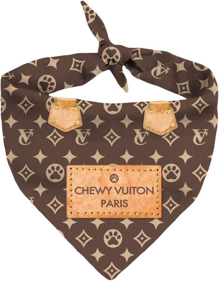 Millionaire Mutt Chewy Vuiton Dog Bandana front view on a pet
