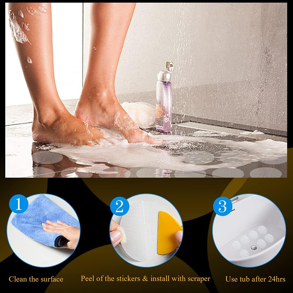 Close up of textured surface on anti slip shower sticker