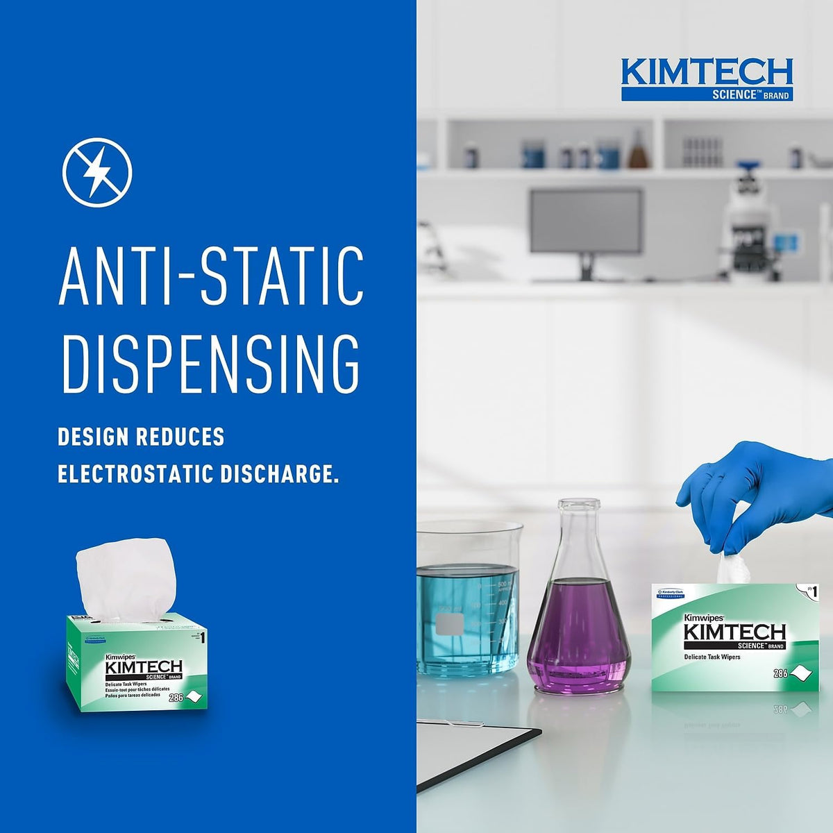 Kimtech Kimwipes side angle showing box branding