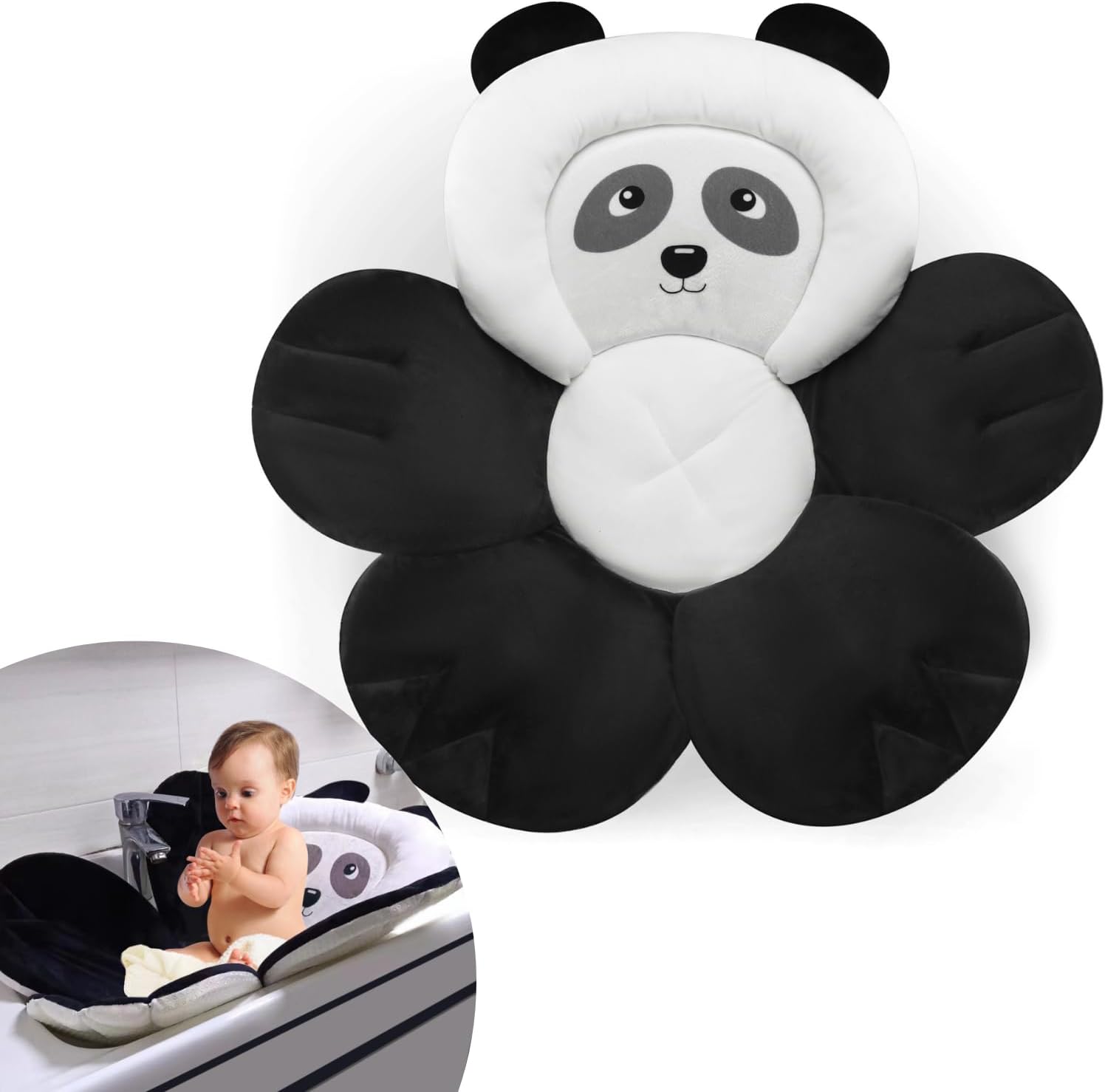 PandaEar Baby Bath Pad black front view