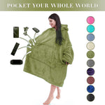 Miss Mila oversized flannel hoodie olive branch color