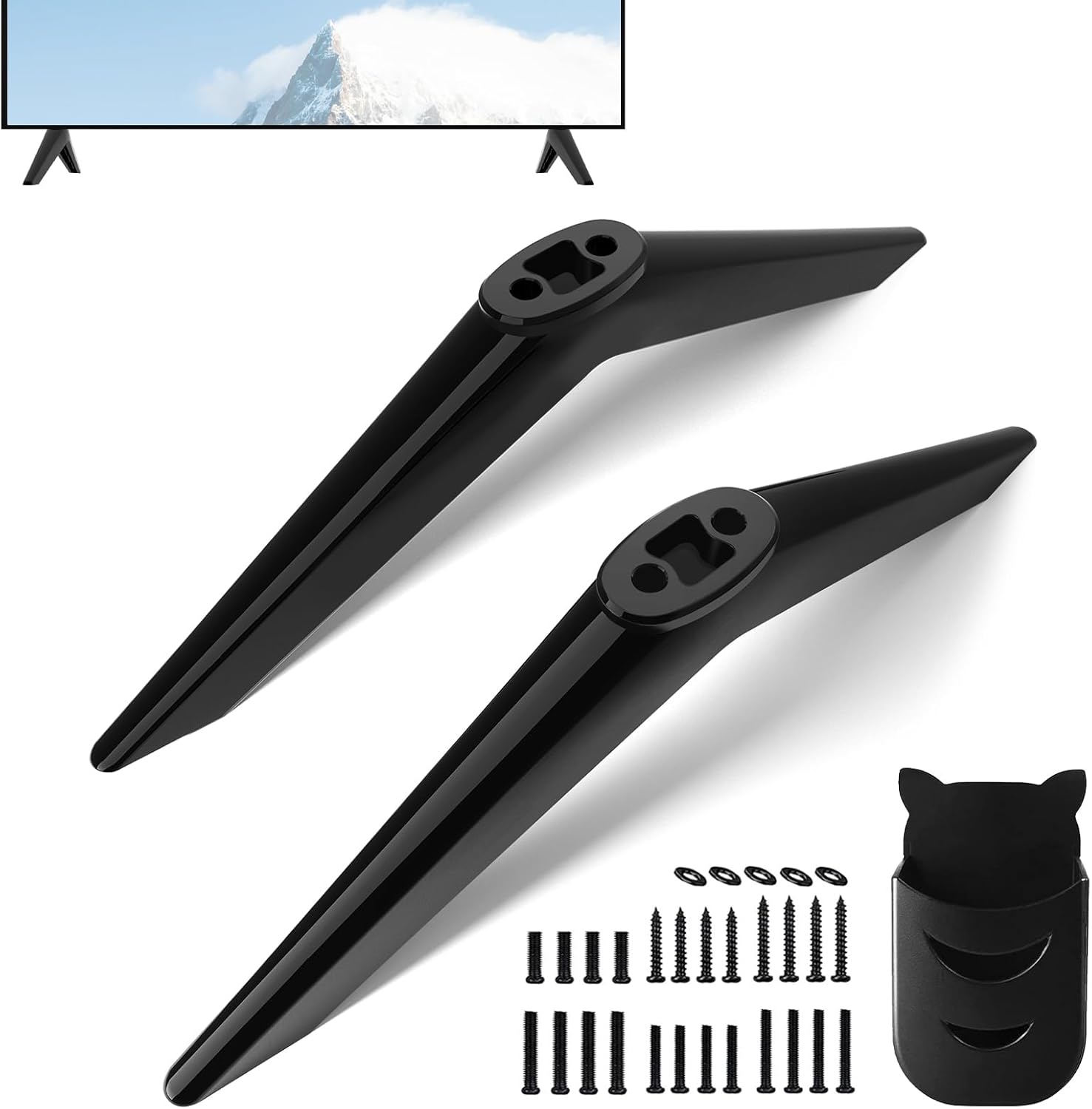 Varghesyla TCL Roku TV replacement stand legs front view tabletop base mount