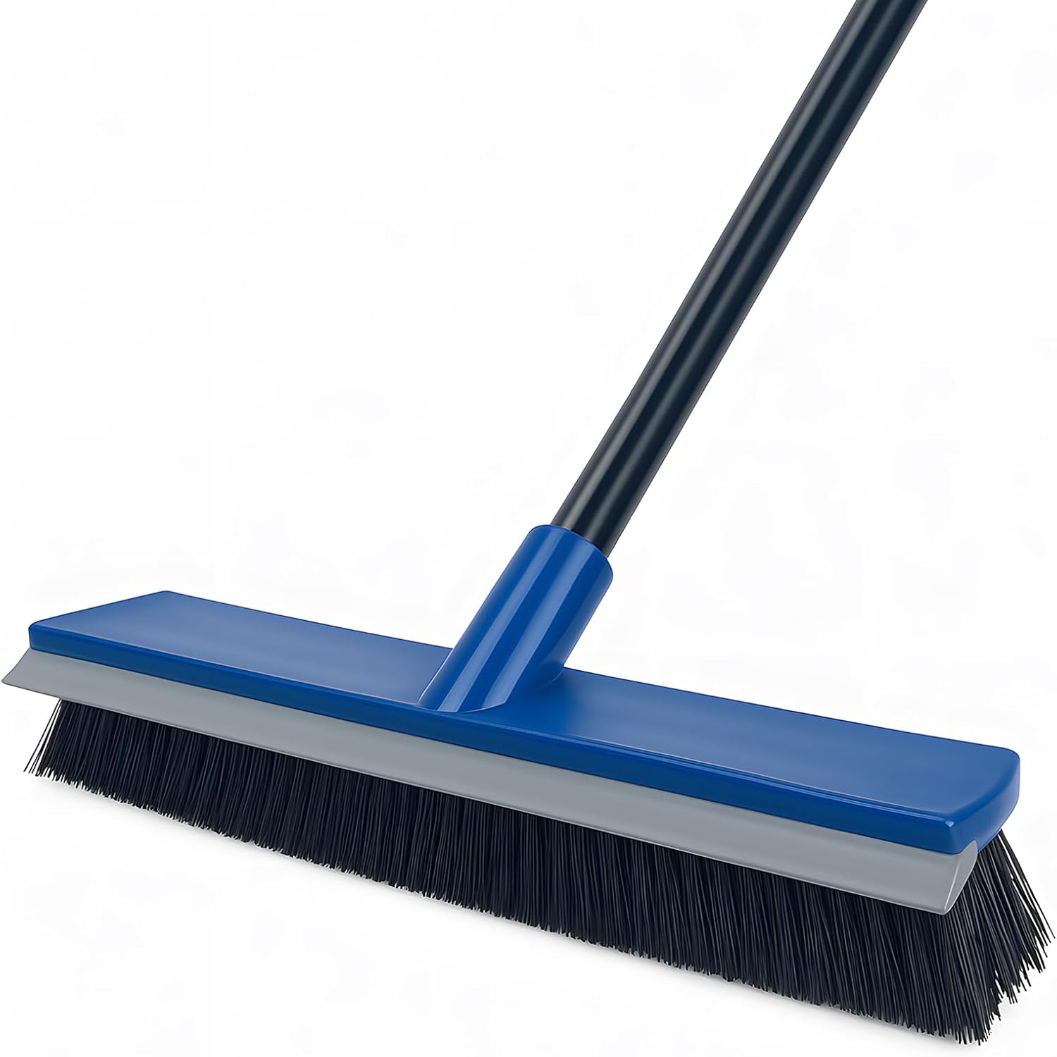 KeFanta 16-inch 2-in-1 push broom front view with blue bristles