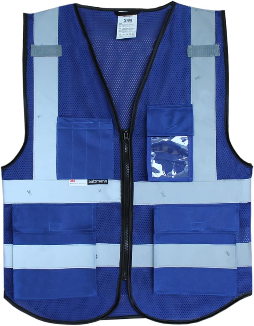 Salzmann Mesh Safety Vest | Hi Vis Reflective Vest | US ANSI/ISEA 107 | Made with 3M Reflective Material | Breathable Mesh High Visibility Work Vest | Yellow, Orange, Red, Blue - 5 Sizes - Image 9