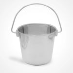 Fuzzy Puppy stainless steel flat sided pail front view
