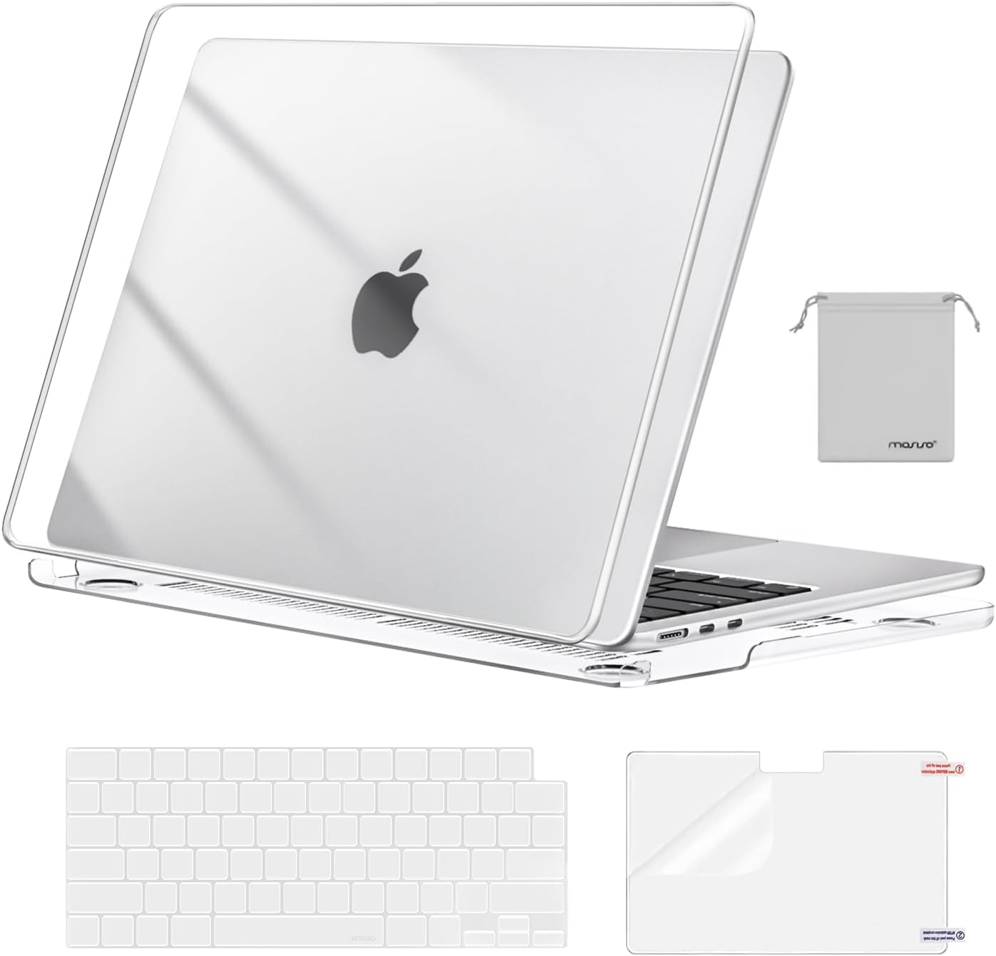 MOSISO MacBook Air 13 inch crystal clear hard shell case front view showcasing protective laptop cover