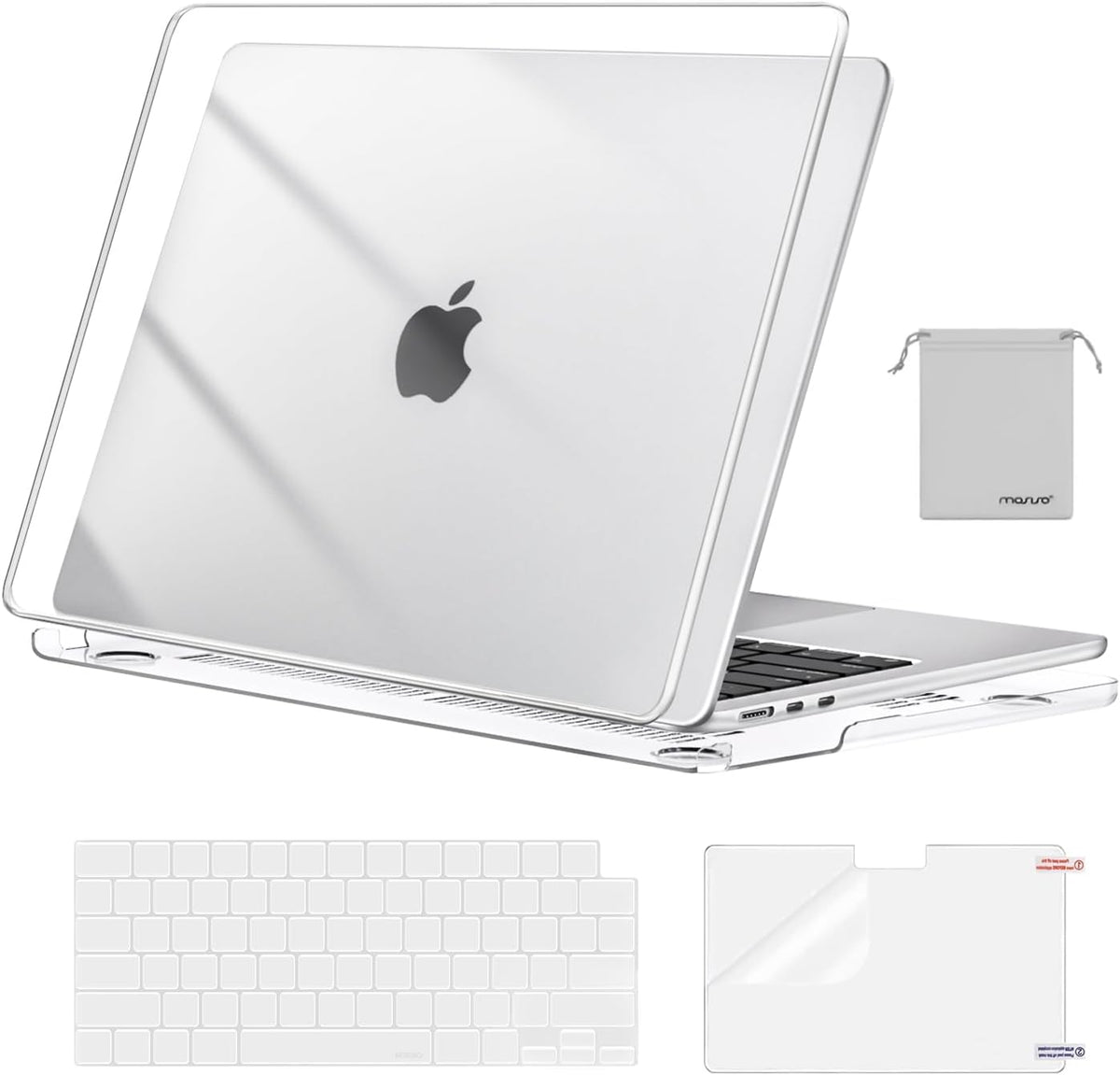 MOSISO MacBook Air 13 inch crystal clear hard shell case front view showcasing protective laptop cover