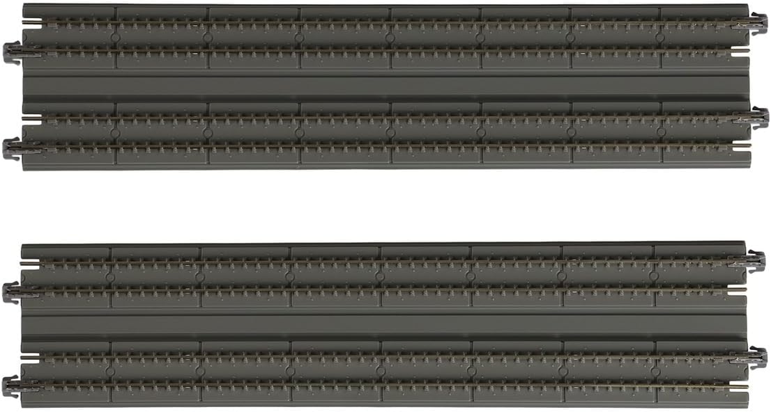 Kato N scale double track straight concrete slab front view model train track