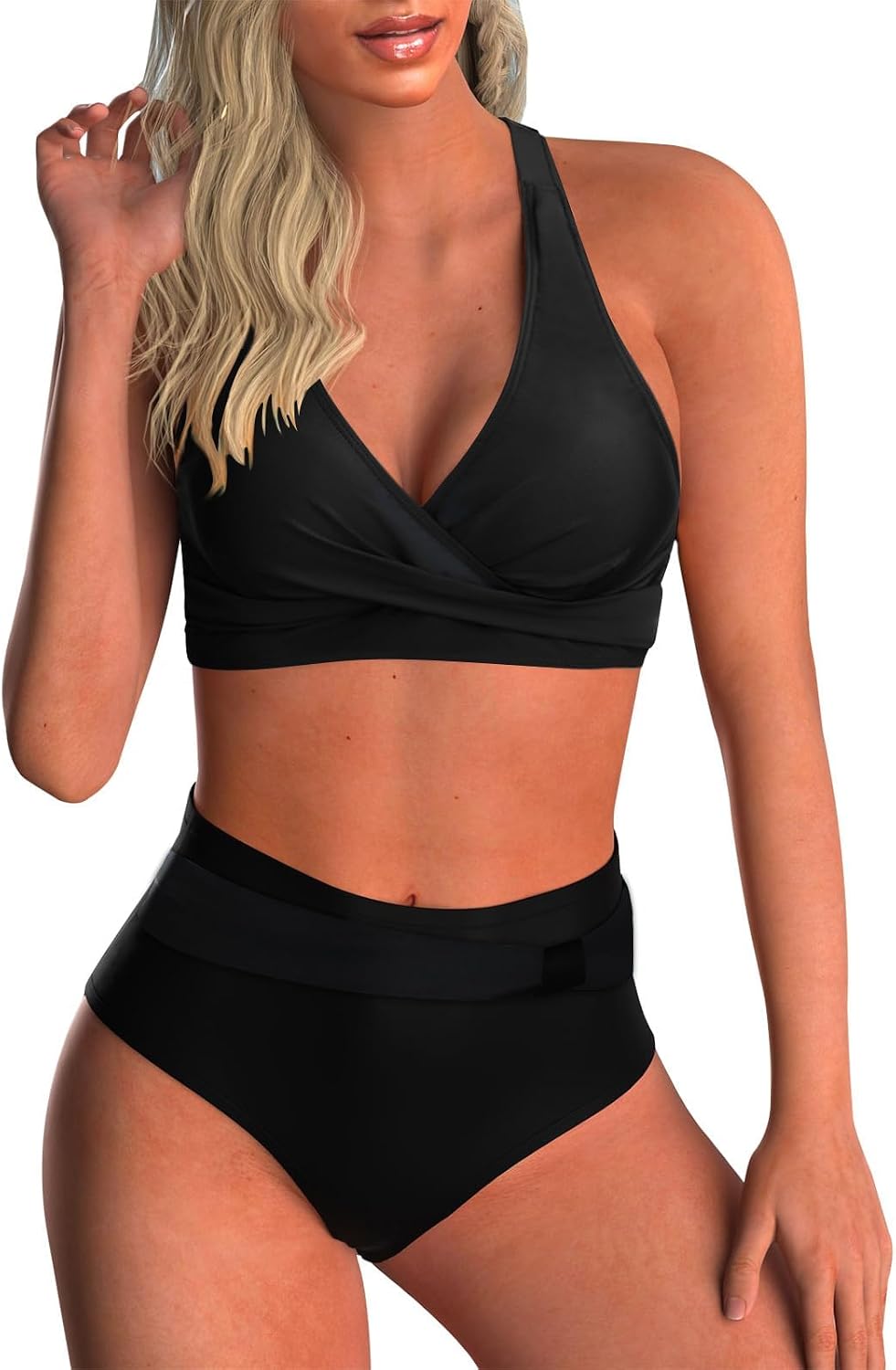 Women's Bikini Sets High Waist 2 Piece V Neck Twist Front Swimwear | Tummy Control, High Waisted Bikini, Push Up, Removable Pad, Adjustable Straps, Crisscross Back, Beach, Pool, Vacation Suits - Image 13