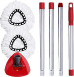 ANREKEYH spin mop replacement set front view showing handle and refills.