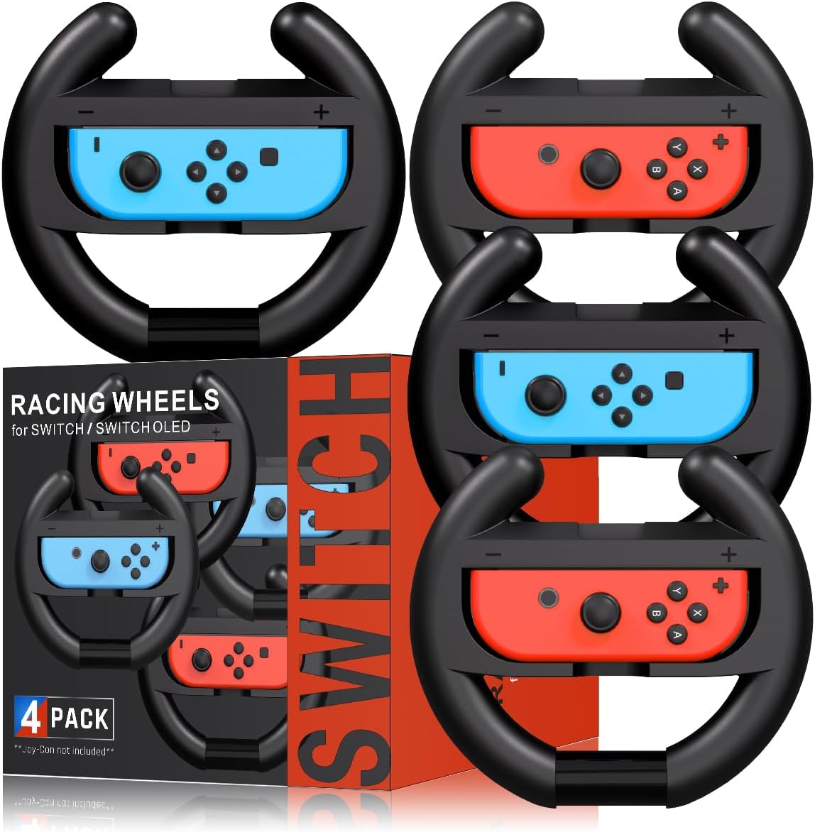 Pdobq Switch racing steering wheel 4 pack front view