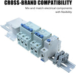 Close-up of 35mm wide aluminum DIN rail texture and material