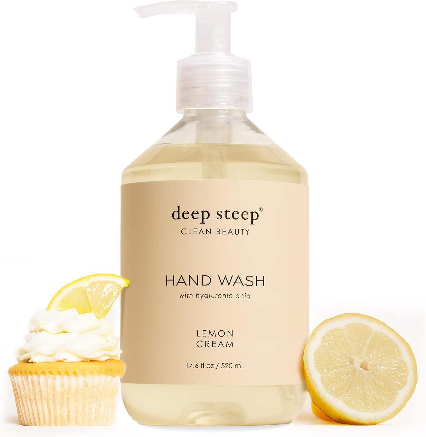 Deep Steep liquid hand wash lemon cream front view bottle