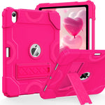 Cantis iPad 10th generation heavy duty case hot pink front view showing rugged protective outer lip design