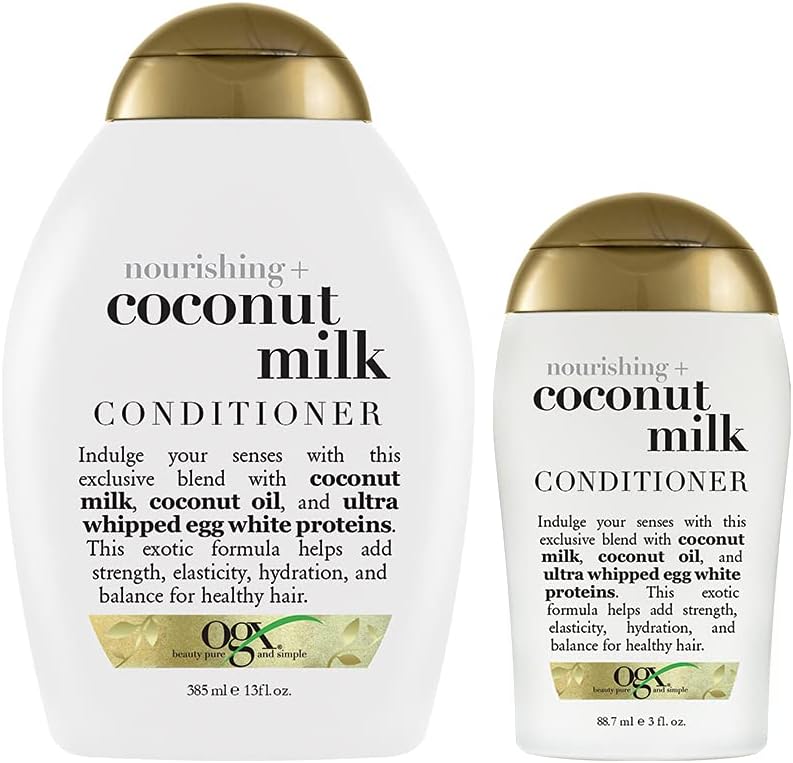 OGX Nourishing Coconut Milk Conditioner front view bottle for dry hair