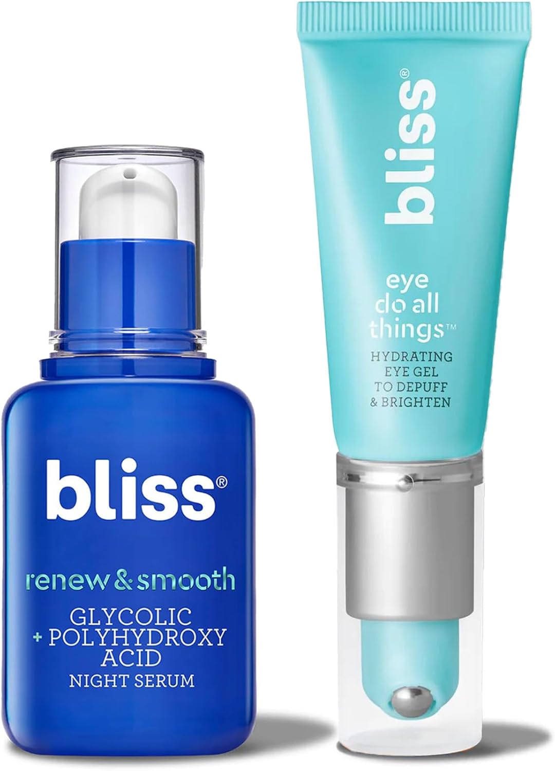 Bliss Renew and Smooth Night Serum and Eye Do Hydrating Eye Gel set front view