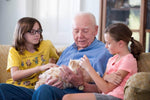 Joy For All orange tabby cat lifestyle view with senior companion