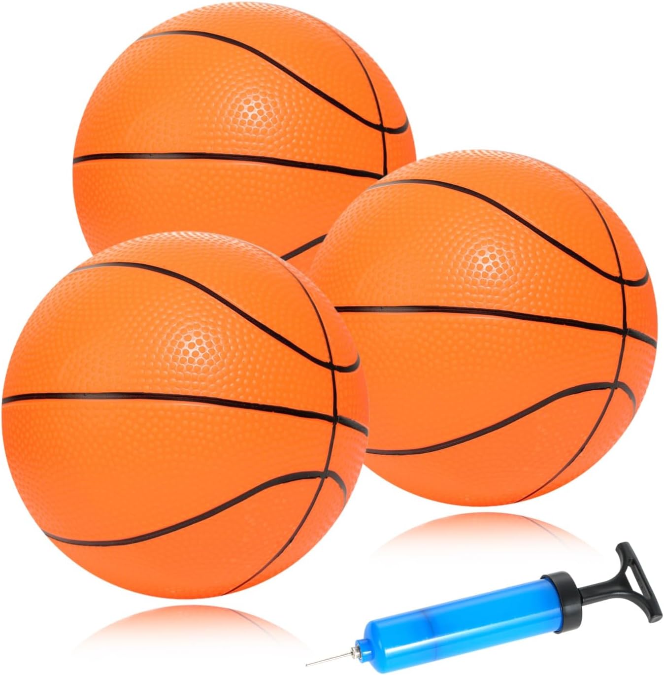 Intowind 3 pack mini basketballs set with hand pump front view