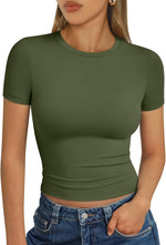 Trendy Queen Womens Short Sleeve T Shirt Buttery Soft Summer Tops Basic Tees - Image 10