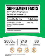 BulkSupplements Konjac Root extract supplement label details