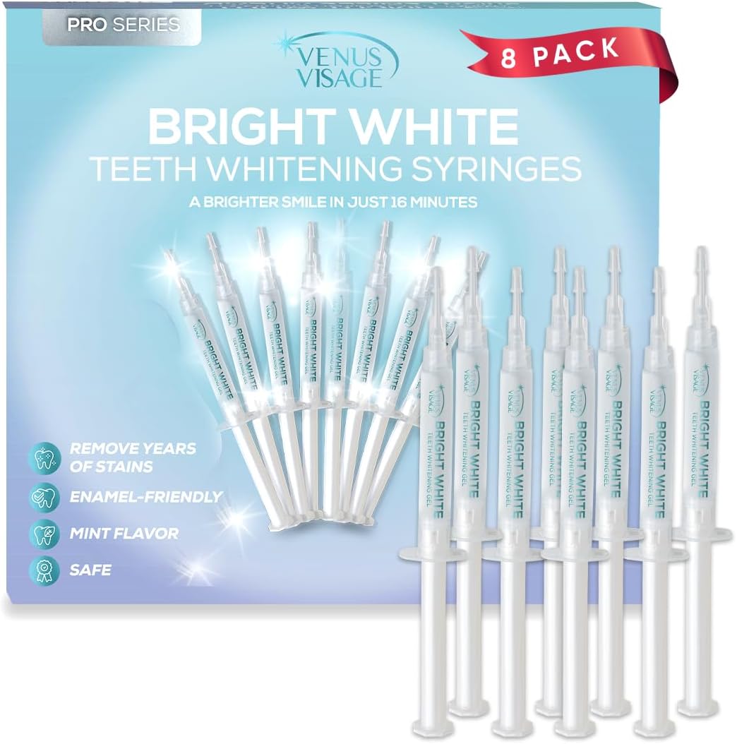 Venus Visage Teeth Whitening Gel Refill Kit Syringes (8 Pack) - 35% Carbamide Peroxide Teeth Whitener - No Sensitivity Teeth Whitening Gel for Trays - Teeth Whitening Kit Syringes for Brighter Smile - Image 1