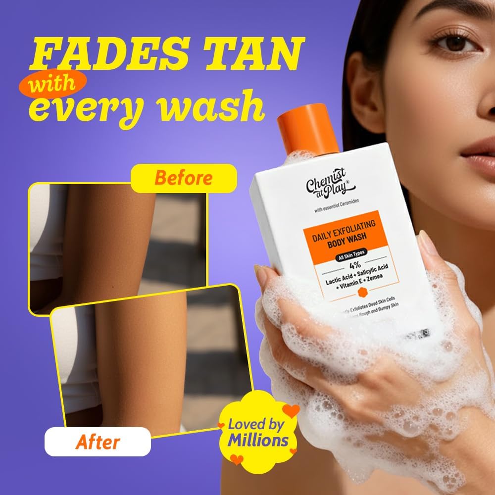 Chemist At Play exfoliating shower gel ingredient highlights