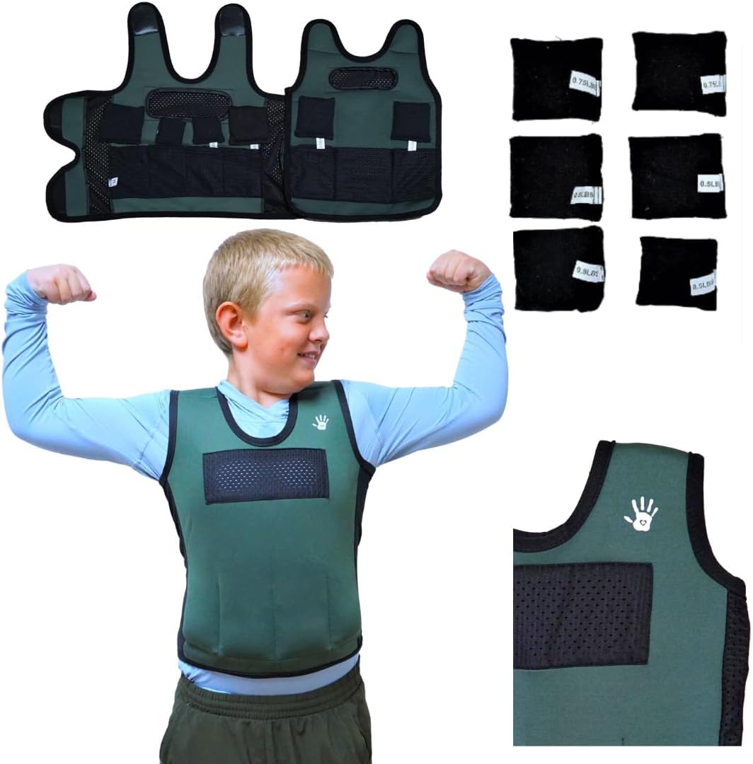 Weighted Vest For Kids - Adjustable Compression Vest With Six Removable Weights Included - Breathable Snug Fit Design - Image 10