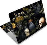 NXZGO Universal Laptop Skin Sticker front view showing Black Academia Mystical Green Plant pattern on a premium notebook