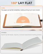 Open journal laid flat to 180 degrees demonstrating page flexibility