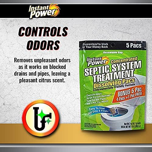 Close up of Instant Power septic system treatment packets.
