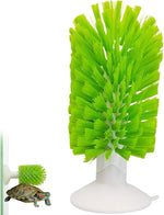 Generic turtle scrub exfoliating brush front view showing green nylon bristles and white base.