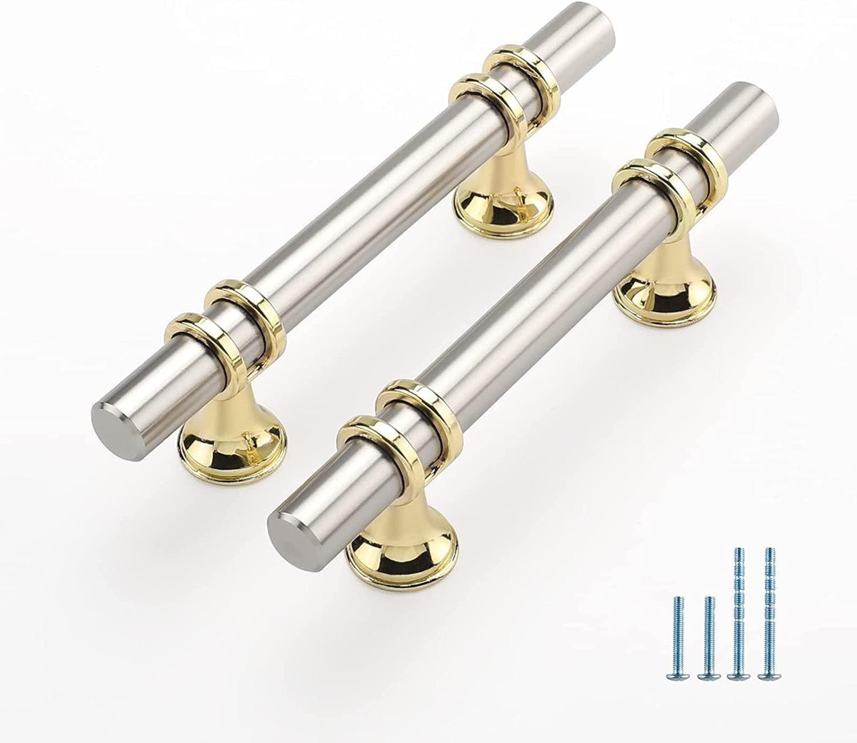 10 Pack Kitchen Cabinet Knobs Brushed Nickel and Gold Cabinet Knobs for Dresser Bathroom Two Tone Silver Gold Kitchen Hardware for Closet and Cupboard,Zinc Alloy Base - Image 12