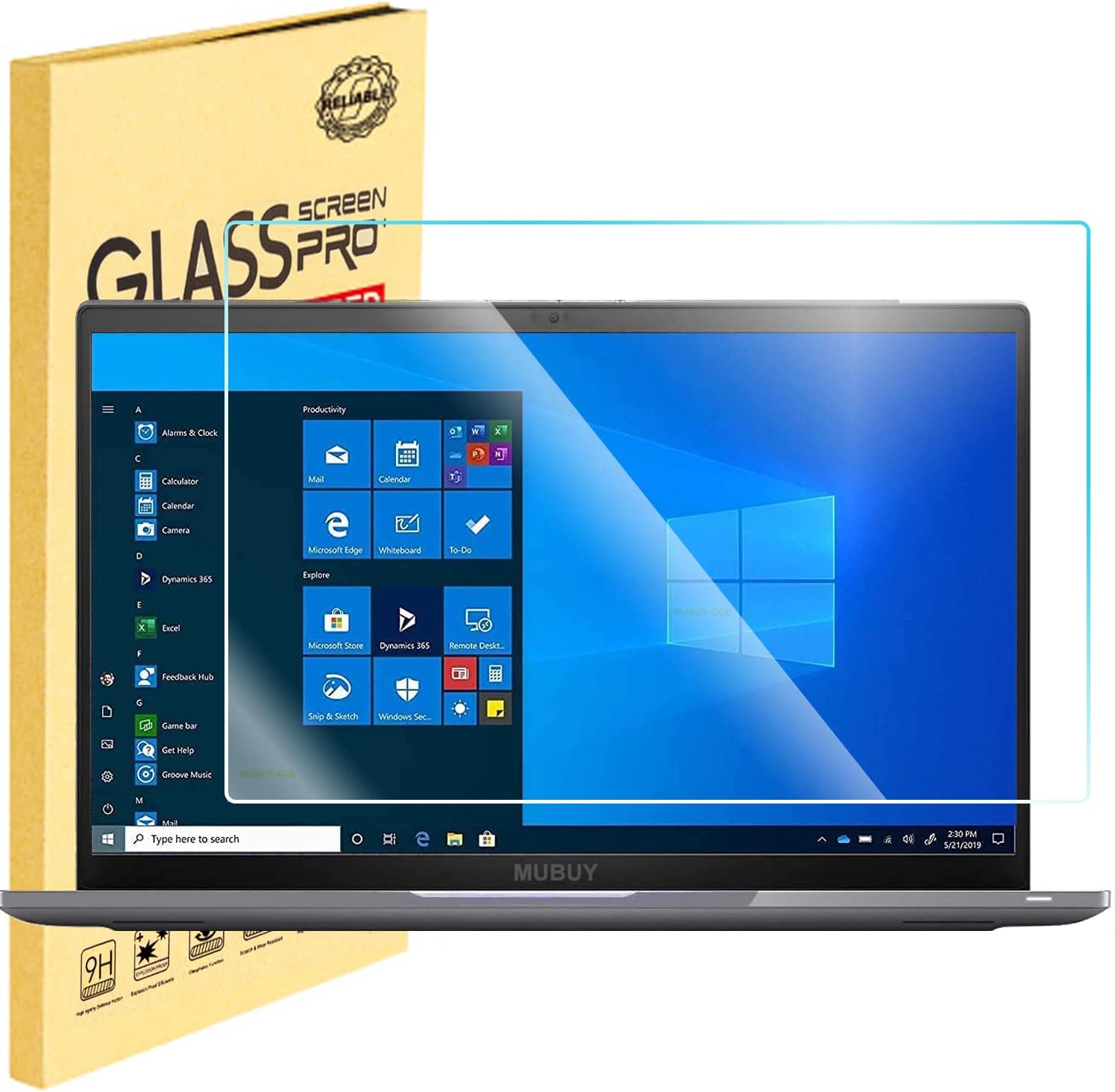 Mubuy-Gol 15.6 inch laptop tempered glass screen protector front view