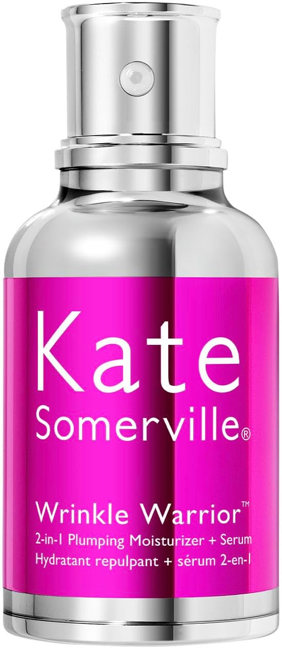 Kate Somerville 2 in 1 face serum and hydrator bottle on plain background