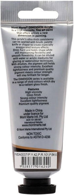 Mont Marte 75ml raw umber acrylic tube packaging