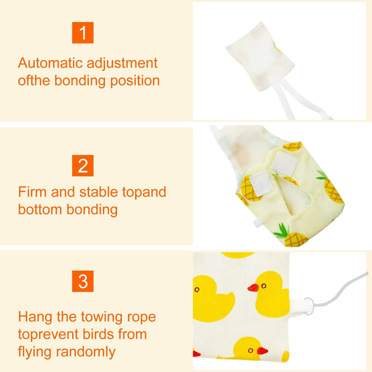 Six piece set of colorful washable bird clothes for parakeets