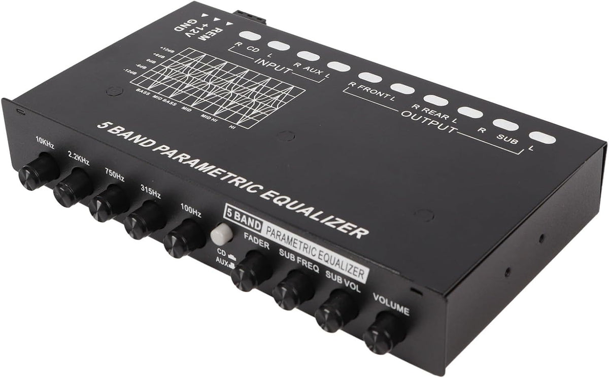 Car Equalizer, Iron Car Audio Equalizer Adjustable 5 Bands Tuning EQ Tuning Crossover Amplifier Graphic Equalizer - Image 9