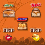 Close up of M&M'S Milk Chocolate and Peanut fun size packs