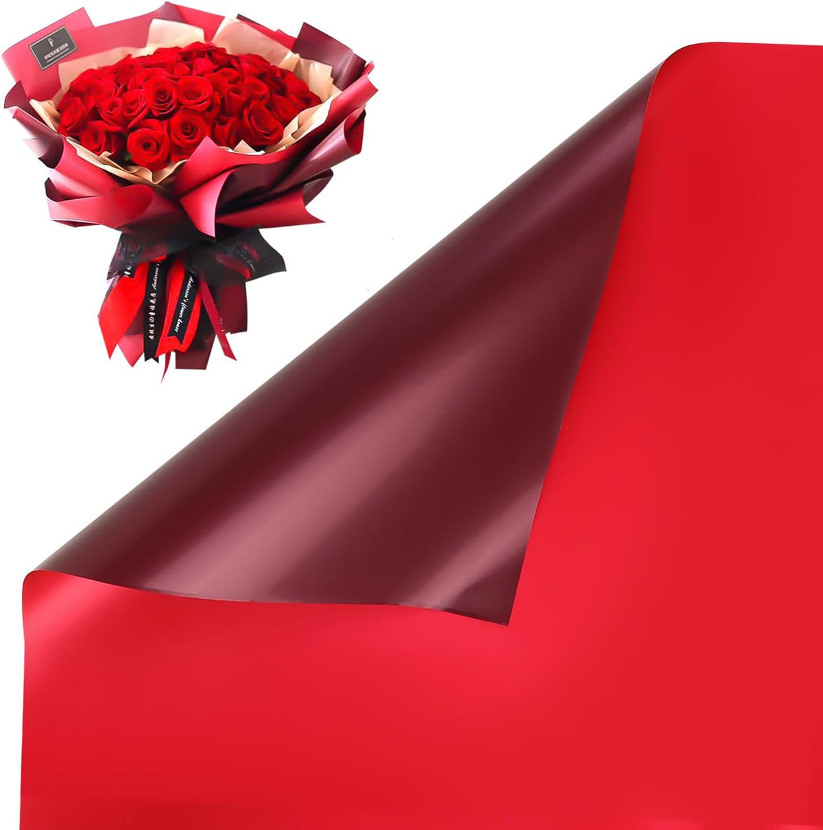 Full packaging set of Foimas flower wrapping paper in black and white.