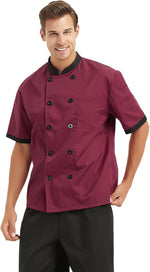 TopTie unisex short sleeve chef coat front view