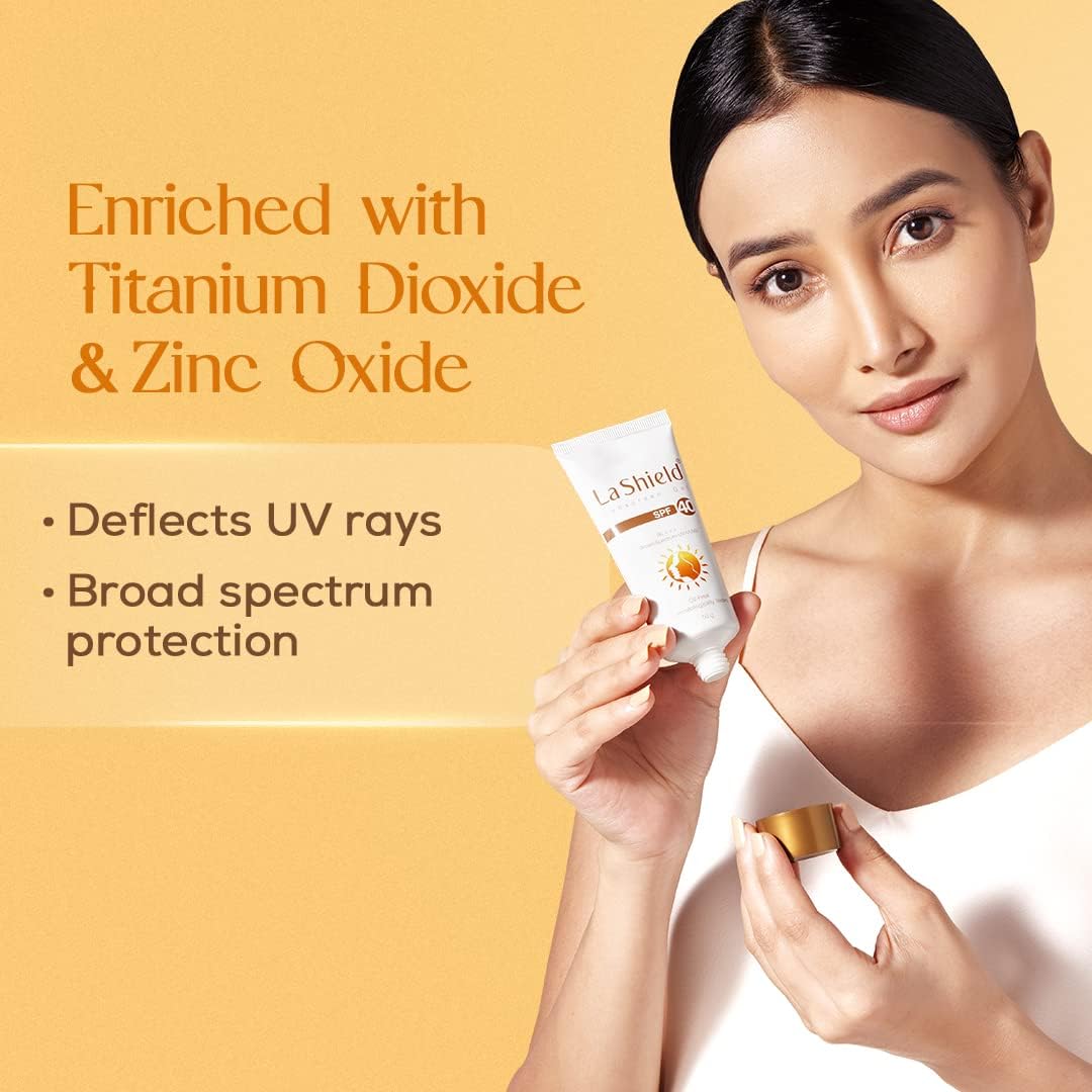 La Shield Sunscreen Gel SPF 40 texture and matte finish swatch