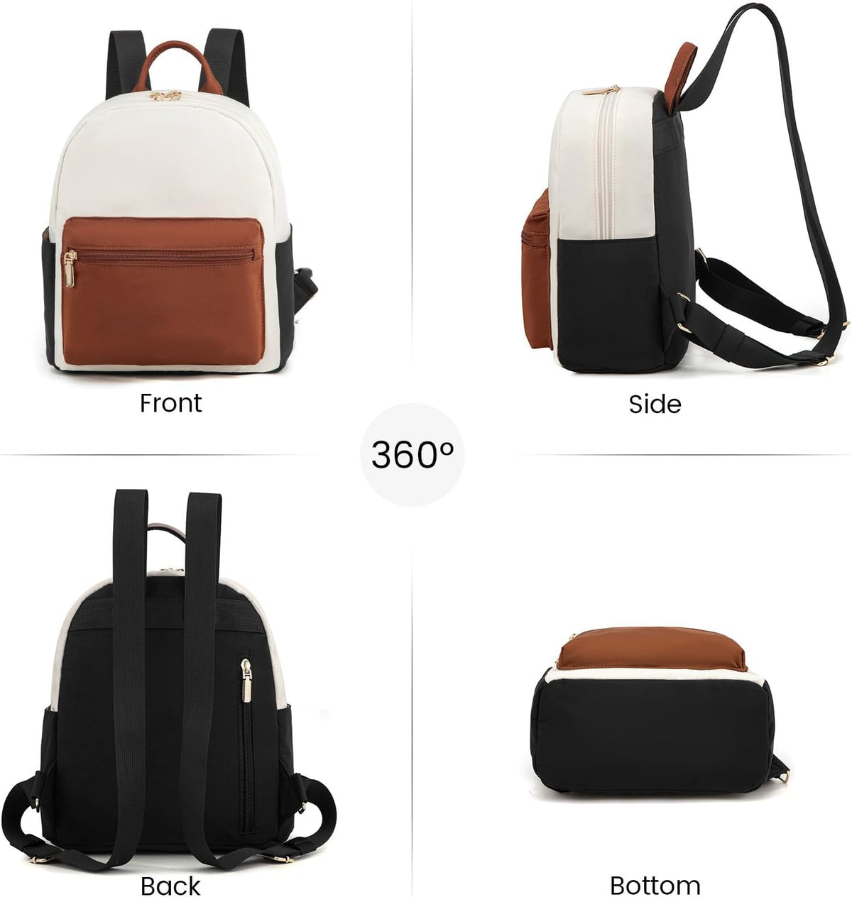 LOVEVOOK fashion backpack close-up of gold-tone zipper hardware