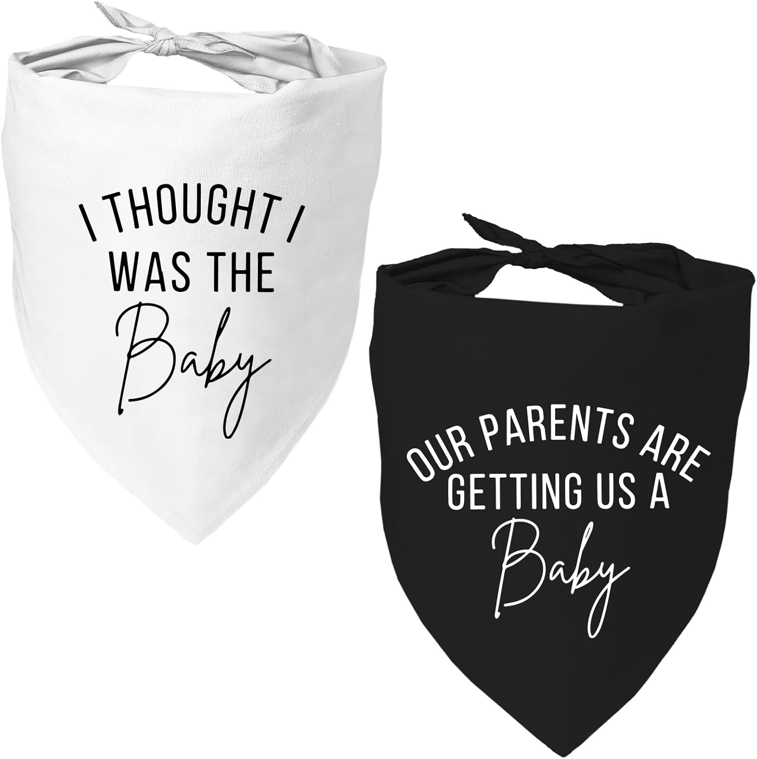 Mixrowa pregnancy announcement dog bandanas front view showing white text scarf.
