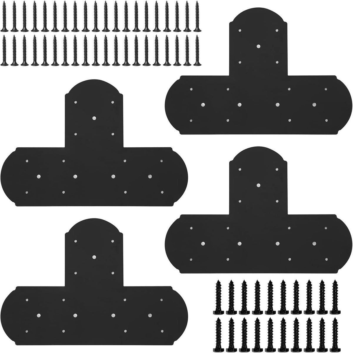 Black T Bracket, 4 pcs 13.5"x 2.9" T Shape Steel Flat Bracket Mending Plate 3mm Thickness for Wood, T Joining Brackets Connecting Brackets with Screws for Repair Wood Furniture - Image 12