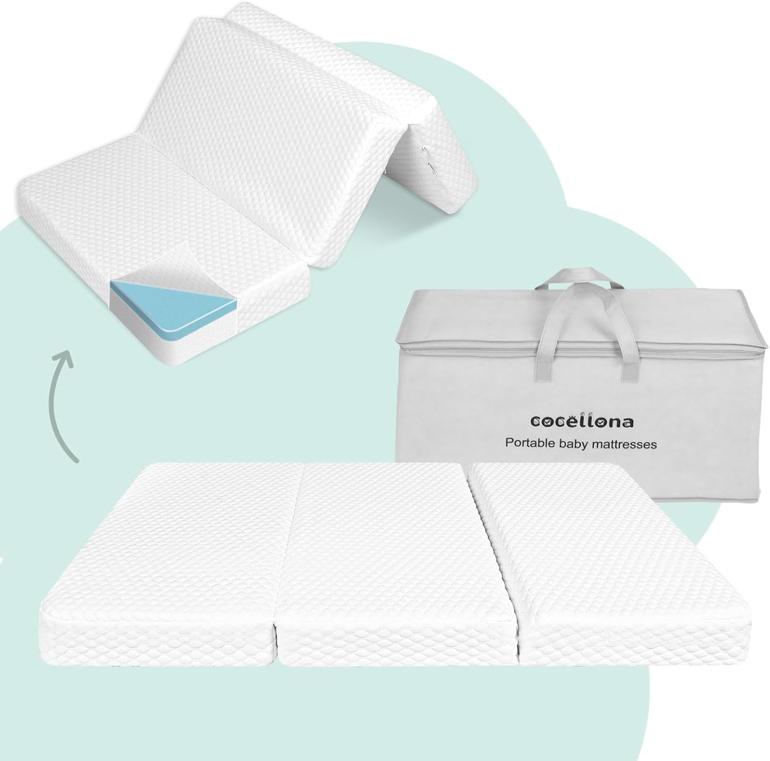 Dibako trifold pack and play mattress front view