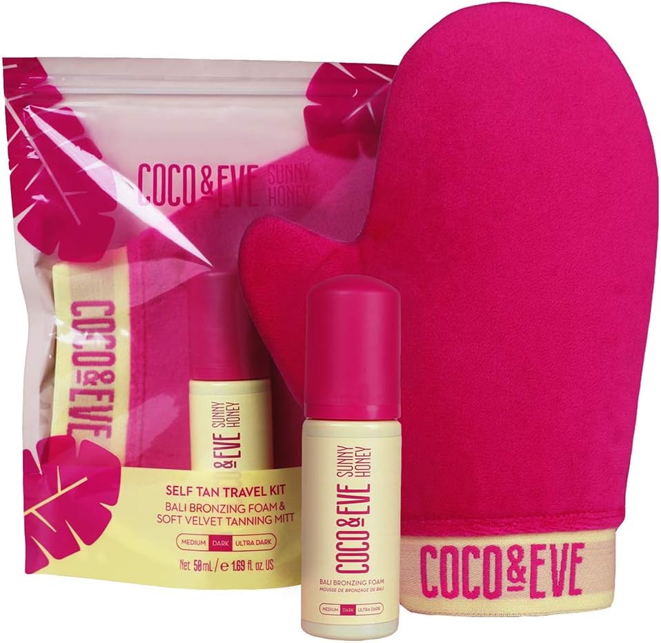 Coco and Eve Sunny Honey Deluxe Travel Tan Kit front view