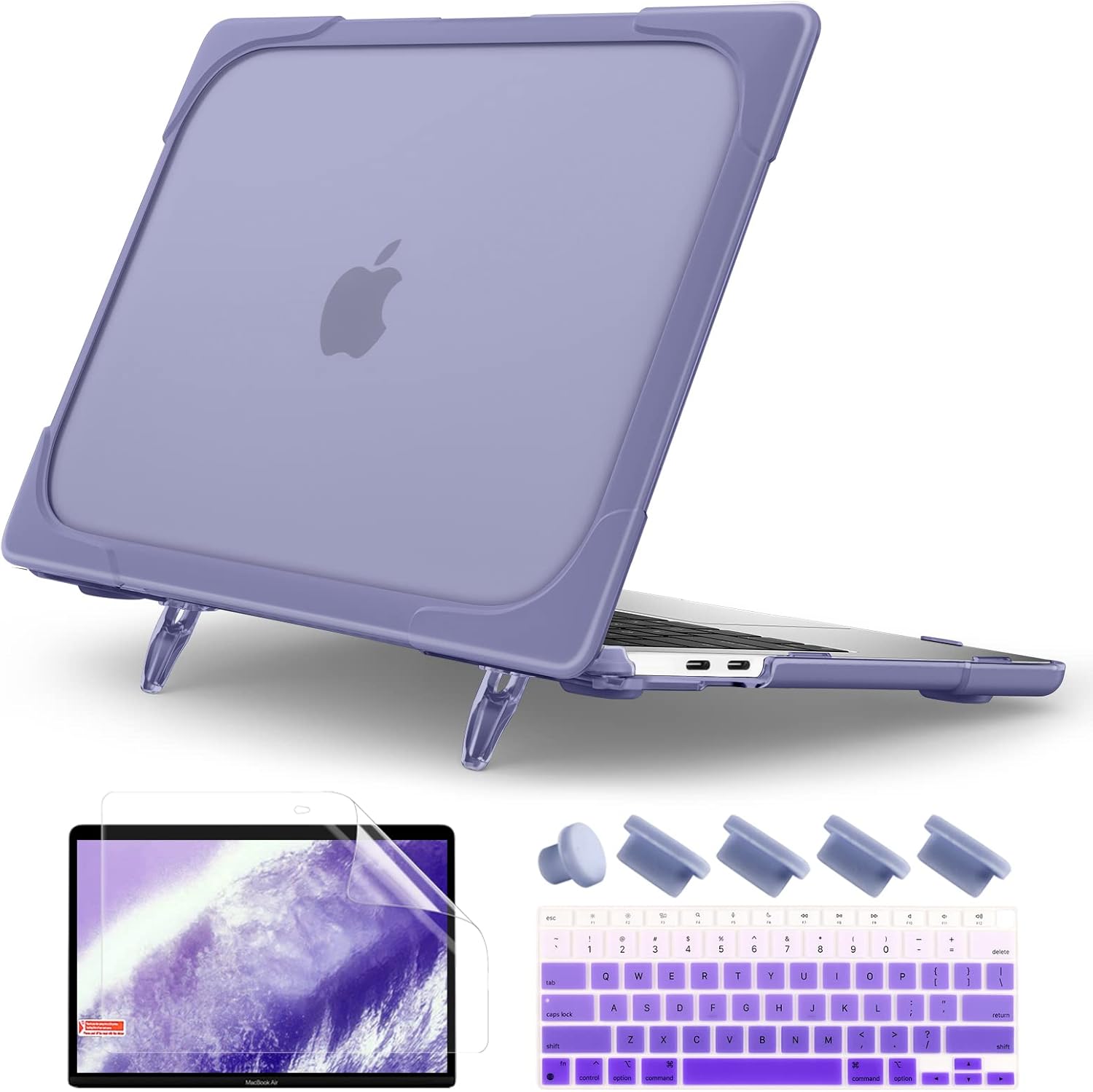 Batianda heavy duty case for macbook air 13 inch front view in lavender gray