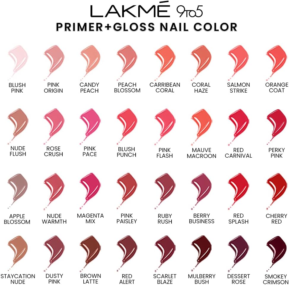 Lakme 9to5 P+G Nail Color Smokey Crimson 6ml - Image 9